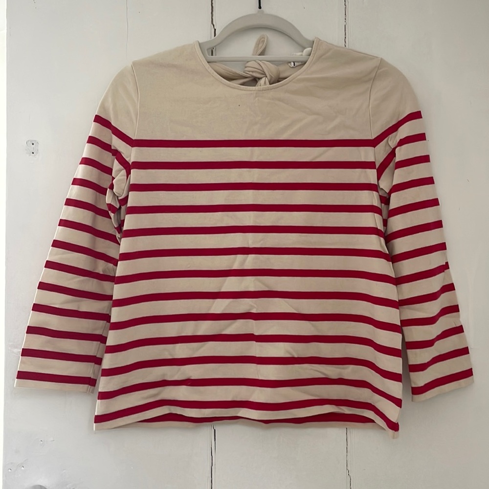 Sézane cotton Breton stripe red and cream M